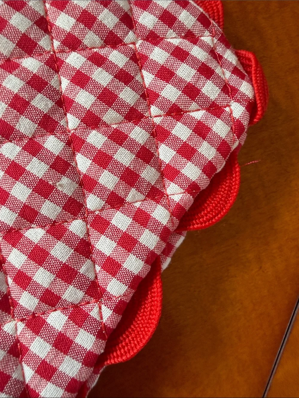 Red Gingham Quilted Cosmetic Pouch